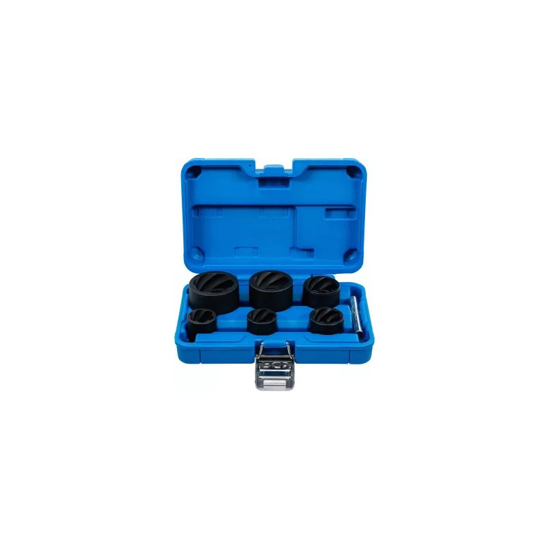Jeu de douilles spiralées/extracteur de vis | 12,5 mm (1/2") + 20 mm (3/4") | 22 - 41 mm | 6 pièces Jeu de douilles spiralées/extracteur de vis | 12,5 mm (1/2") + 20 mm (3/4") | 22 - 41 mm | 6 pièces