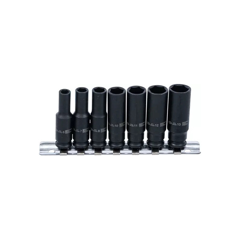 Jeu de douilles à choc, six pans, longues | 6,3 mm (1/4") | 6 - 13 mm | 7 pièces Jeu de douilles à choc, six pans, longues | 6,3 mm (1/4") | 6 - 13 mm | 7 pièces