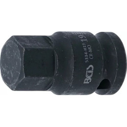 Douille à embouts à choc | longueur 42 mm | 12,5 mm (1/2") | six pans intérieurs 19 mm