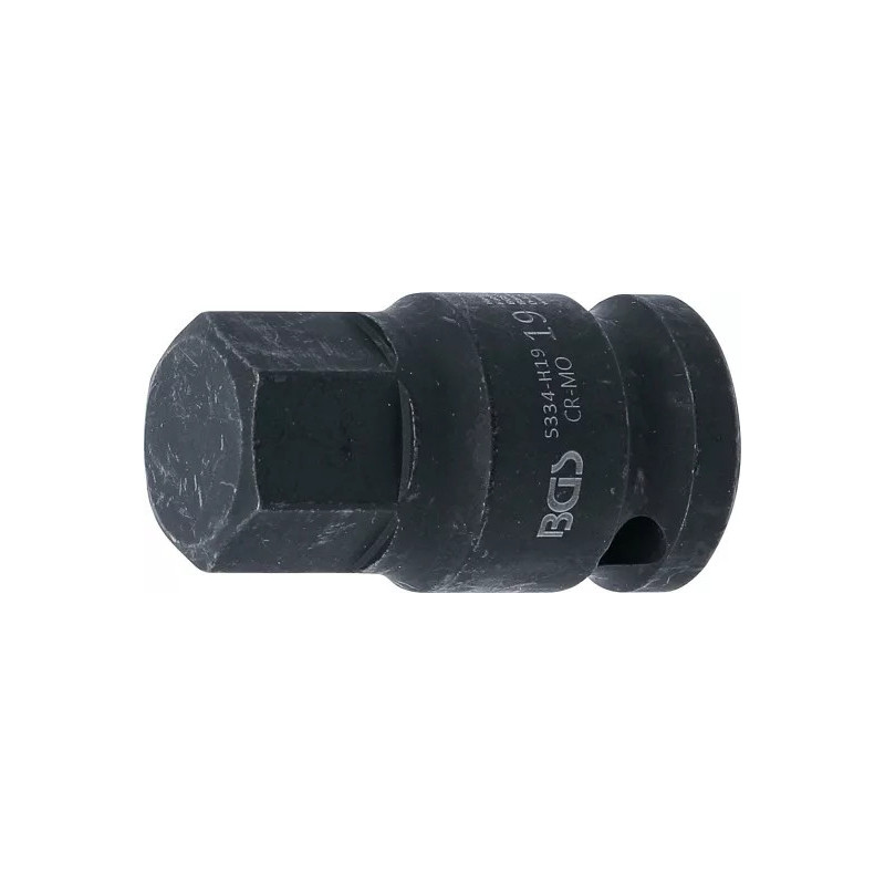 Douille à embouts à choc | longueur 42 mm | 12,5 mm (1/2") | six pans intérieurs 19 mm Douille à embouts à choc | longueur 42 mm | 12,5 mm (1/2") | six pans intérieurs 19 mm