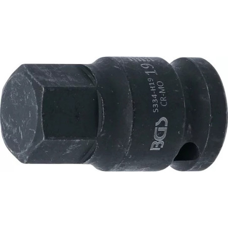 Douille à embouts à choc | longueur 42 mm | 12,5 mm (1/2") | six pans intérieurs 19 mm