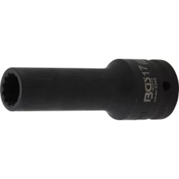 Douille à choc, douze pans, longue | 20 mm (3/4") | 17 mm