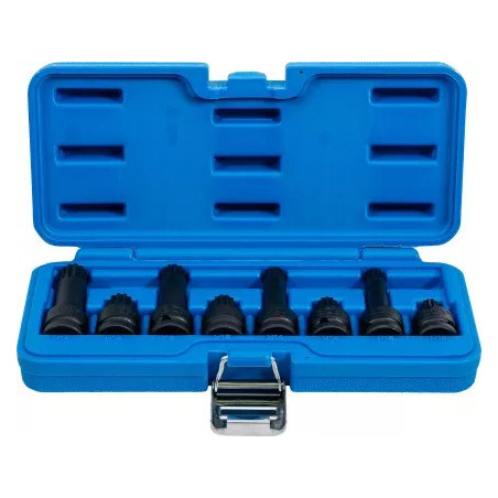 Jeu de douilles à embouts à choc | 12,5 mm (1/2") | Denture multiple intérieure (pour XZN) M12 - M18 | 8 pièces