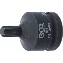 Douille à embouts de puissance | longueur 60 mm | 20 mm (3/4") | Profil T (pour Torx) T55