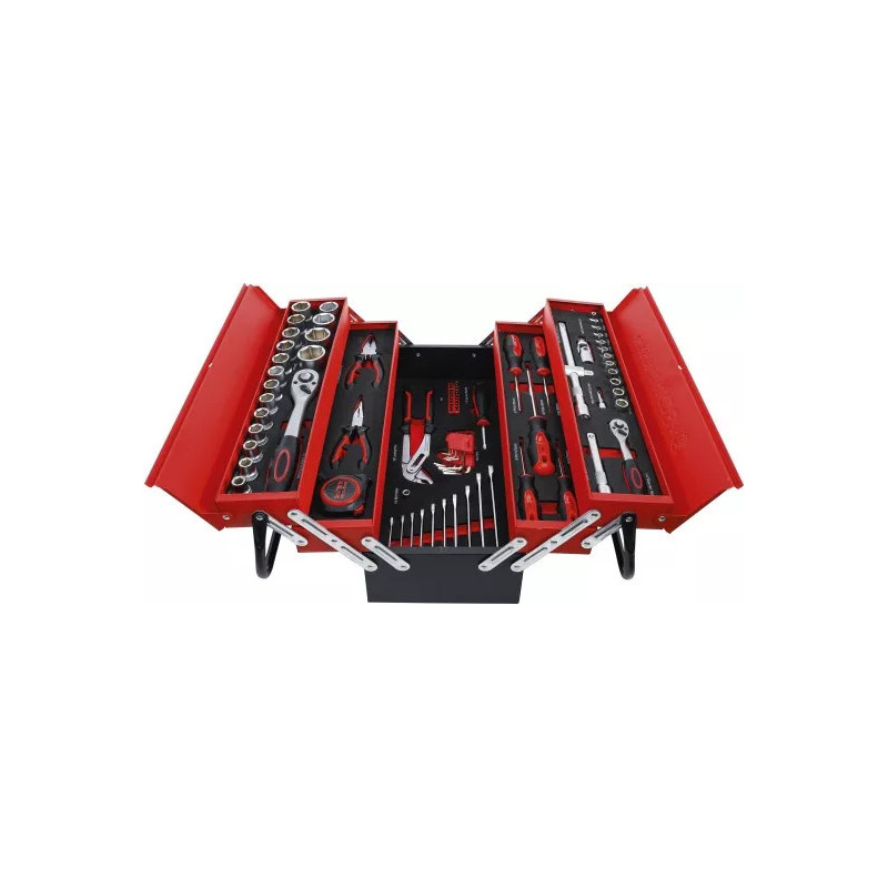 Caisse à outils métallique avec assortiment d’outils | 86 pièces Caisse à outils métallique avec assortiment d’outils | 86 pièces