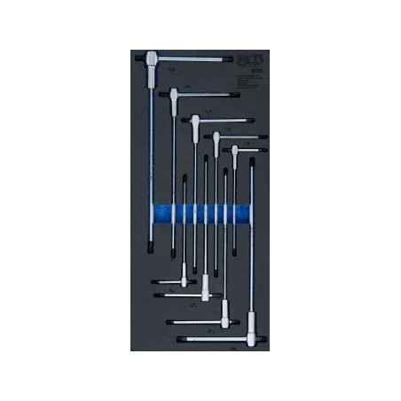 Insert de servante d’atelier 1/3 : Jeu de tournevis avec poignée en T coulissante | profil T (pour Torx) | T10 - T50 | 9 pcs.