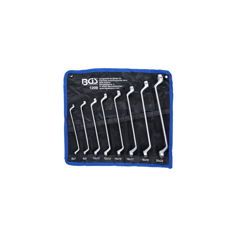 Jeu de clés à œil doubles | coudées | 6 x 7 - 20 x 22 mm | 8 pièces Jeu de clés à œil doubles | coudées | 6 x 7 - 20 x 22 mm | 8 pièces