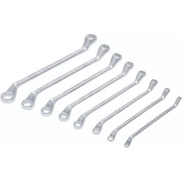 Jeu de clés à œil doubles | coudées | 6 x 7 - 20 x 22 mm | 8 pièces