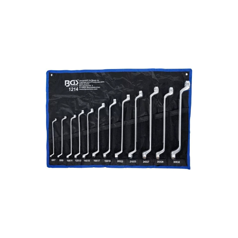 Jeu de clés à œil doubles | coudées | 6 x 7 - 30 x 32 mm | 12 pièces Jeu de clés à œil doubles | coudées | 6 x 7 - 30 x 32 mm | 12 pièces