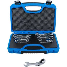 Jeu de clés mixtes à cliquet | courtes | pliable | 8 - 19 mm | 12 pièces
