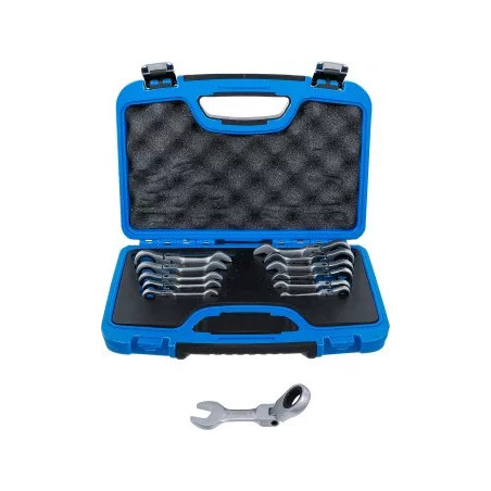 Jeu de clés mixtes à cliquet | courtes | pliable | 8 - 19 mm | 12 pièces