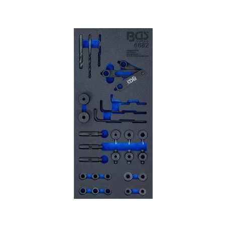 Insert de servante d'atelier 1/3 : Jeu d’outils et gabarits de perçage de culasse | 28 pièces