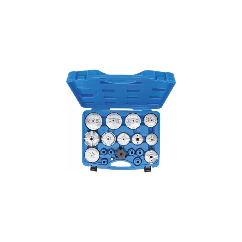 Jeu de douilles à filtres (cloches) à huile multimarques | 19 pièces Jeu de douilles à filtres (cloches) à huile multimarques | 19 pièces