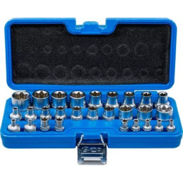 Jeu de douilles, profil E | 6,3 mm (1/4") / 12,5 mm (1/2") | E4 - E24 | 28 pièces