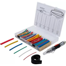 Mini chalumeau avec assortiment de gaines thermo-rétractables | colorés | avec ignition piézoélectrique | 162 pièces