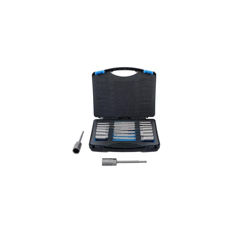 Jeu de douilles à choc, six pans | extra longues | 6,3 mm (1/4") | pour perceuses | 5,5 - 19 mm | 15 pièces Jeu de douilles à choc, six pans | extra longues | 6,3 mm (1/4") | pour perceuses | 5,5 - 19 mm | 15 pièces