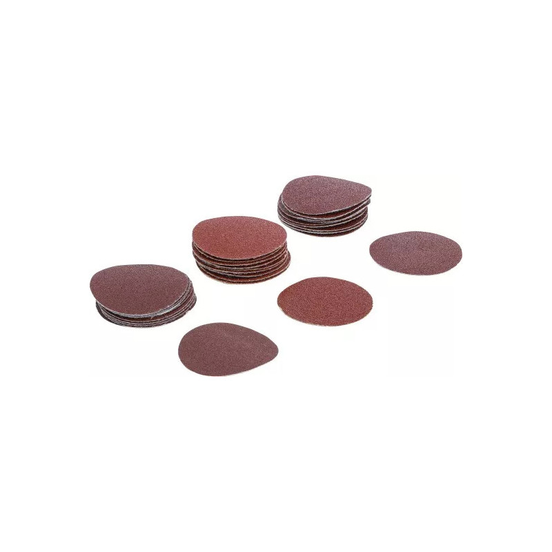 Jeu de feuilles abrasives pour ponçeuse excentrée | Ø 50 mm | Cal. 60 - 80 - 120 | 30 pièces Jeu de feuilles abrasives pour ponçeuse excentrée | Ø 50 mm | Cal. 60 - 80 - 120 | 30 pièces