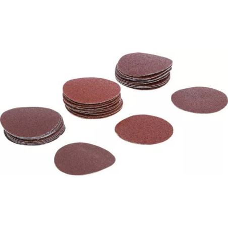 Jeu de feuilles abrasives pour ponçeuse excentrée | Ø 50 mm | Cal. 60 - 80 - 120 | 30 pièces