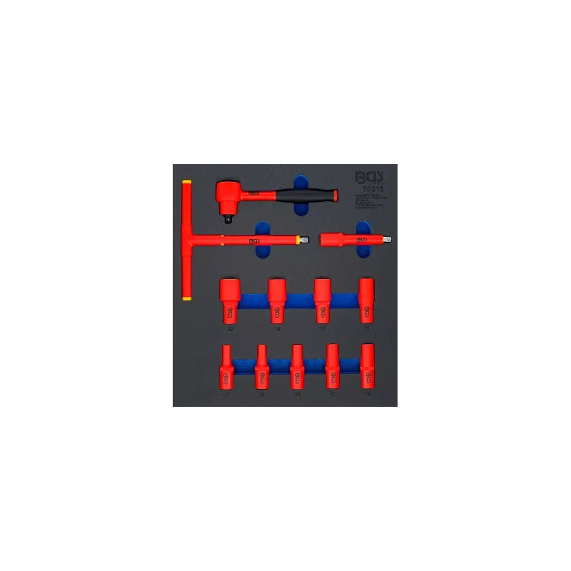 Insert de servante d'atelier 2/3 : Jeu de douilles VDE | Empreinte 10 mm (3/8") | 7 - 22 mm | 12 pièces Insert de servante d'atelier 2/3 : Jeu de douilles VDE | Empreinte 10 mm (3/8") | 7 - 22 mm | 12 pièces