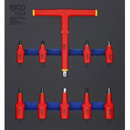 Insert de servante d’atelier 2/3 : Jeu de douilles à embouts VDE | 10 mm (3/8") / 12,5 mm (1/2") | 4 - 10 mm | 10 pièces