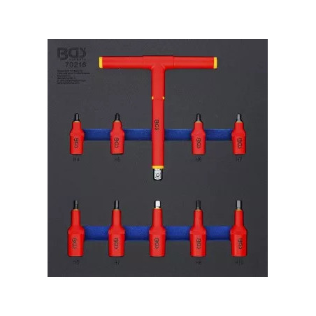 Insert de servante d’atelier 2/3 : Jeu de douilles à embouts VDE | 10 mm (3/8") / 12,5 mm (1/2") | 4 - 10 mm | 10 pièces