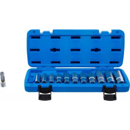 Jeu de douilles spéciales, fendues | 10 mm (3/8") | 8 - 19 mm | 12 pièces