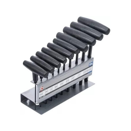 Jeu de tournevis avec poignée en T | pouces | six pans intérieurs 3/32" - 3/8" | 10 pièces