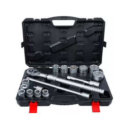 Jeu de douilles | avec cliquet réversible extensible | 20 mm (3/4") | 19 - 50 mm | 16 pièces