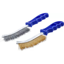 Jeu de brosses à fils | Fil en acier et laiton | 260 mm | 2 pièces