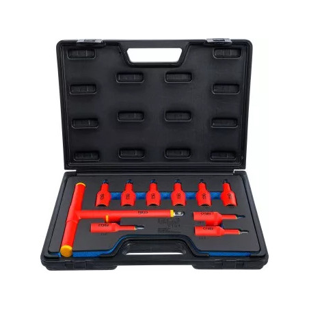Jeu de douilles à embouts VDE | Empreinte carré femelle 12,5 mm (1/2") | Profil T (pour Torx) T20 - T55 | 10 pièces