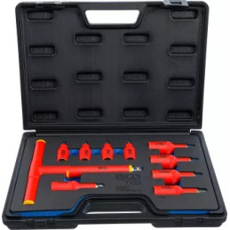 Jeu de douilles à embouts VDE | Empreinte carré femelle 10 mm (3/8") / 12,5 mm (1/2") | Six pans femelle 4 - 10 mm | 10 pièces