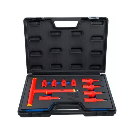 Jeu de douilles à embouts VDE | Empreinte carré femelle 10 mm (3/8") / 12,5 mm (1/2") | Six pans femelle 4 - 10 mm | 10 pièces