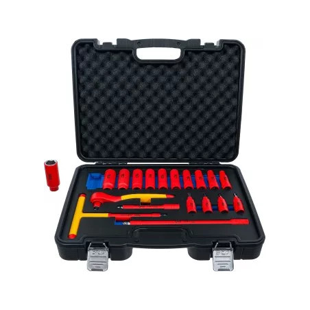 Jeu de douilles à embouts et de douilles conformes VDE | transmission par carré femelle 10 mm (3/8") | 19 pièces
