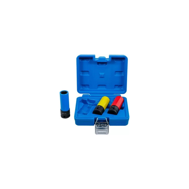 Jeu de douilles de puissance avec protection | 12,5 mm (1/2") | 17 / 19 / 21 mm | 3 pièces Jeu de douilles de puissance avec protection | 12,5 mm (1/2") | 17 / 19 / 21 mm | 3 pièces