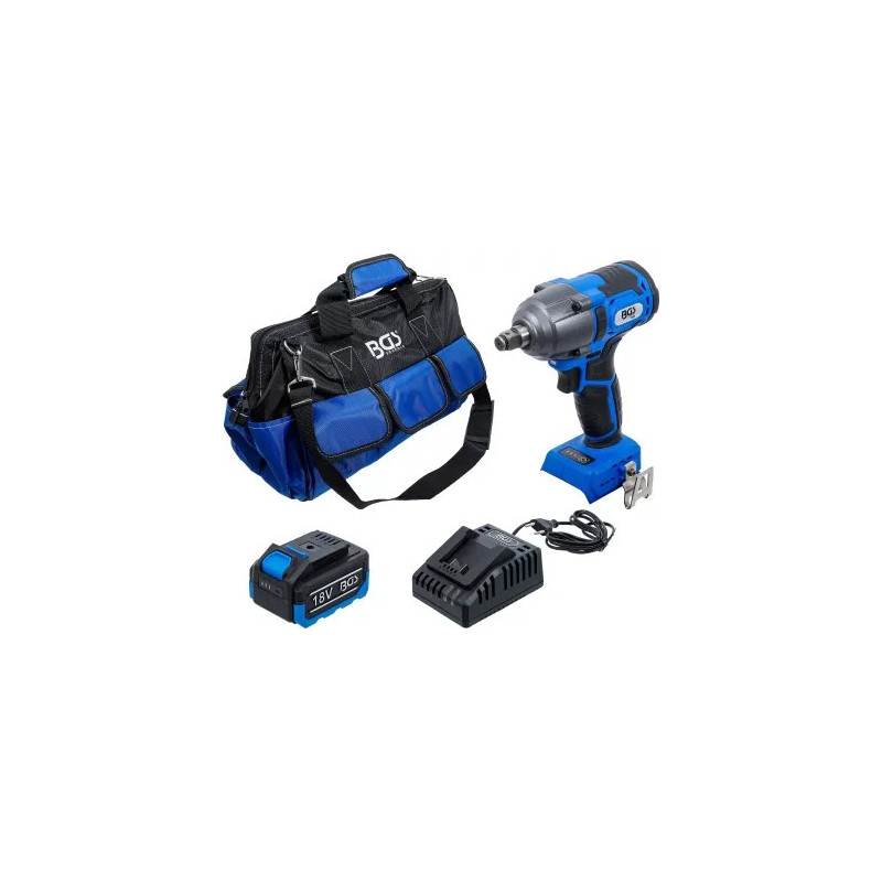Jeu de clé à choc sur batterie | sans balais | 400 Nm | 18 V | avec batterie et chargeur rapide Jeu de clé à choc sur batterie | sans balais | 400 Nm | 18 V | avec batterie et chargeur rapide