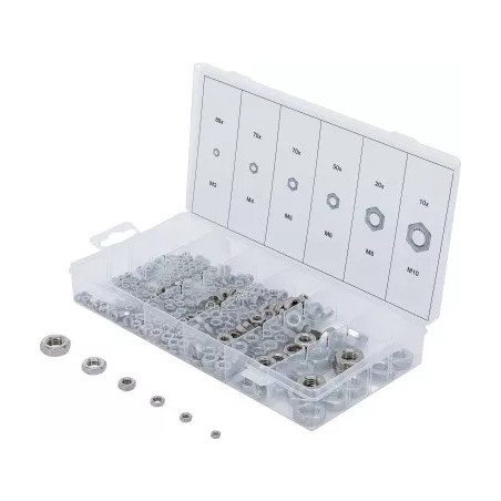 Assortiment d’écrous six pans | acier inoxydable | 300 pièces