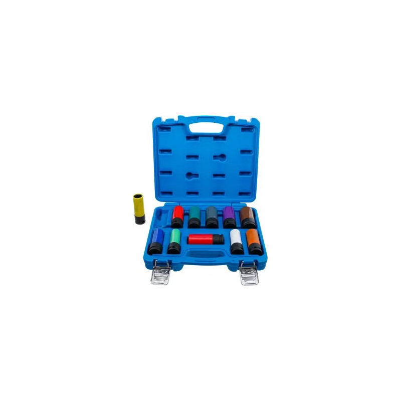 Jeu de douilles de puissance avec protection | 12,5 mm (1/2") | 15 - 27 mm et vis de roue spéciales | 11 pièces Jeu de douilles de puissance avec protection | 12,5 mm (1/2") | 15 - 27 mm et vis de roue spéciales | 11 pièces