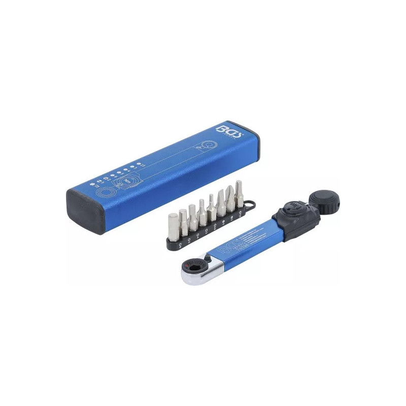 Clé dynamométrique | six pans femelle 6,3 mm (1/4") | 2 - 10 Nm | avec jeu d’embouts | 9 pièces
