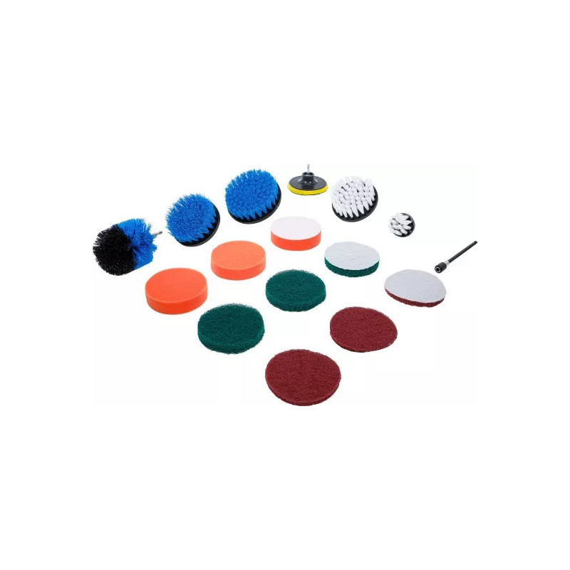 Jeu de disques de polissage et ponçage et d’embouts à brosse | pour perceuses | 16 pcs. Jeu de disques de polissage et ponçage et d’embouts à brosse | pour perceuses | 16 pcs.