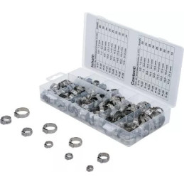 Assortiment de colliers de tuyau à revêtement en acier inoxydable | Ø 5,8 - 21 mm | 170 pièces
