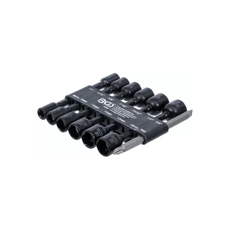 Jeu de douilles à choc, six pans | 6,3 mm (1/4") | pour perceuses | 1/4 - 1/2", 6 - 13 mm | 14 pièces Jeu de douilles à choc, six pans | 6,3 mm (1/4") | pour perceuses | 1/4 - 1/2", 6 - 13 mm | 14 pièces