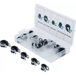 Assortiment de colliers de tuyau à revêtement caoutchouc | Ø 6 - 16 mm | 18 pièces