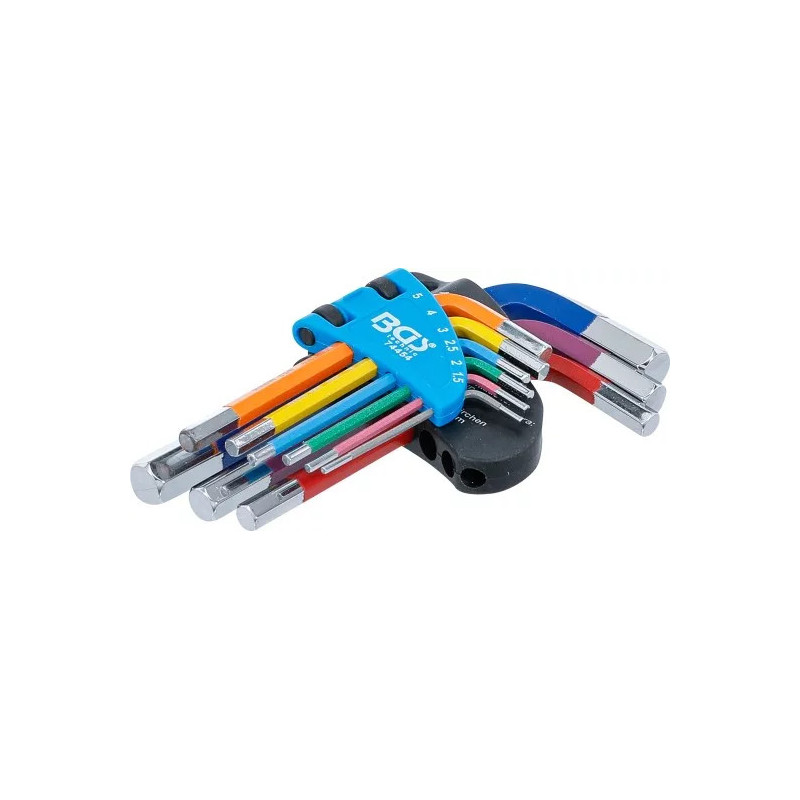 Jeu de clés allen | multicolore | courtes | six pans femelle 1,5 - 10 mm | 9 pièces Jeu de clés allen | multicolore | courtes | six pans femelle 1,5 - 10 mm | 9 pièces