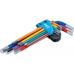 Jeu de clés allen | multicolore | six pans femelle 1,5 - 10 mm | 9 pièces