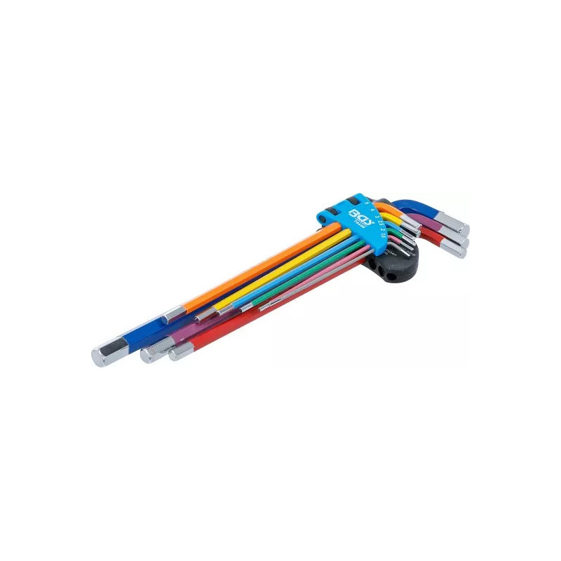 Jeu de clés allen | multicolore | extra longues | six pans femelle 1,5 - 10 mm | 9 pièces Jeu de clés allen | multicolore | extra longues | six pans femelle 1,5 - 10 mm | 9 pièces