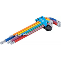 Jeu de clés allen | multicolore | extra longues | profil T (pour Torx) T10 - T50 | 9 pièces