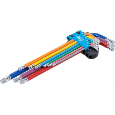 Jeu de clés allen | multicolore | extra longues | profil T (pour Torx) T10 - T50 | 9 pièces