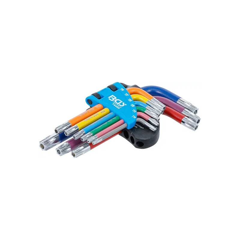 Jeu de clés allen | multicolore | courtes | profil T (pour Torx) avec perçage T10 - T50 | 9 pièces Jeu de clés allen | multicolore | courtes | profil T (pour Torx) avec perçage T10 - T50 | 9 pièces