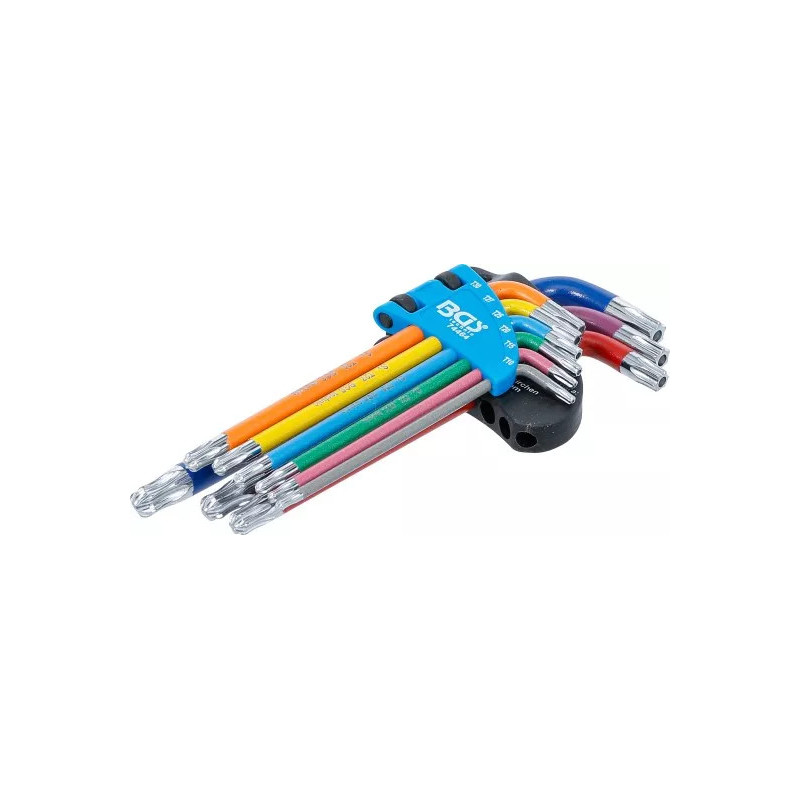 Jeu de clés allen | multicolore | Profil T (pour Torx) avec perçage et tête sphérique T10 - T50 | 9 pièces Jeu de clés allen | multicolore | Profil T (pour Torx) avec perçage et tête sphérique T10 - T50 | 9 pièces