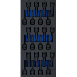 Insert de servante d’atelier 1/3 : Jeu de douilles à embouts de puissance | 12,5 mm (1/2") | 24 pcs.